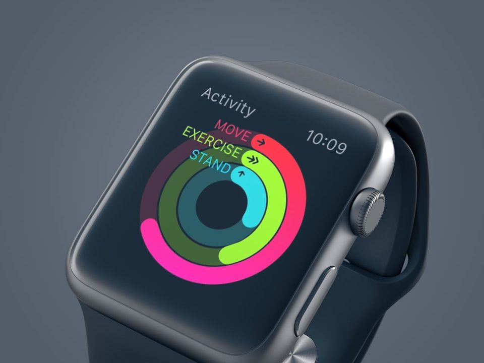 Smartwatch displaying activity tracking circles.